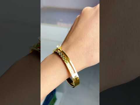 Solitaire CZ Enamel 18K Gold Anti Tarnish Openable Kada Bracelet Bulk