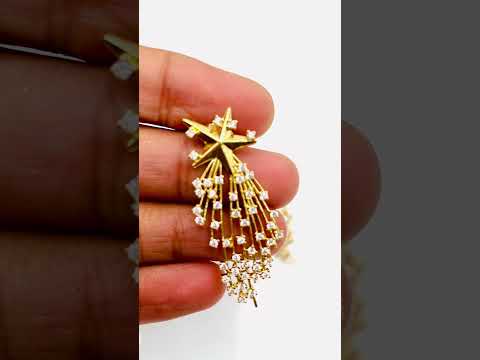 Star Filigree CZ 18K Gold Anti Tarnish Dangler Earring Bulk