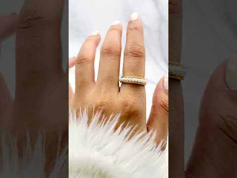 Pearl Surface CZ White 18K Gold Anti Tarnish Adjustable Band Ring Bulk