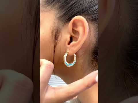 Hexagon Green Gold Stainless Steel Anti Tarnish Hoop Earring Bulk