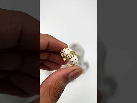 Star White Enamel CZ 18K Gold Anti Tarnish Free Size Band Ring Bulk