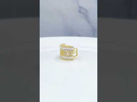 Baguette Flower CZ 18K Gold Anti Tarnish Adjustable Band Ring Bulk