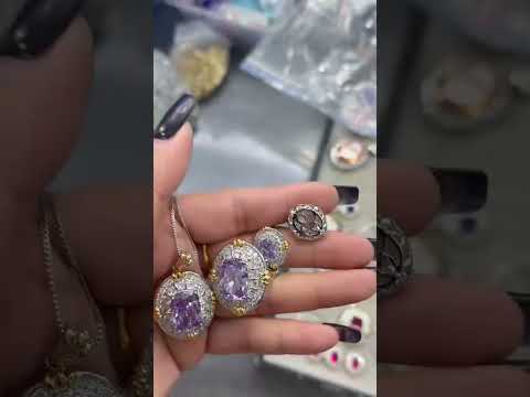 Elegant Round Shape Gold Plated CZ Copper Necklace Combo Set Wholesale