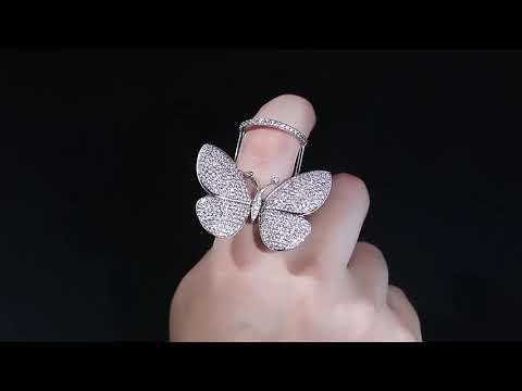 Moving Flying Fidget Butterfly 18K Gold Open Back Free Size Ring Bulk