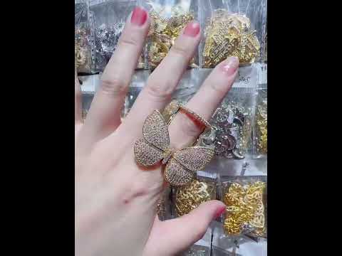 Moving Flying Fidget Butterfly 18K Gold Open Back Free Size Ring Bulk