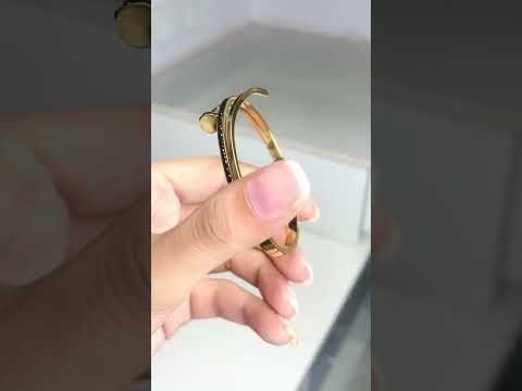 Nail Enamel Black 18K Gold Anti Tarnish Openable Kada Bracelet Bulk