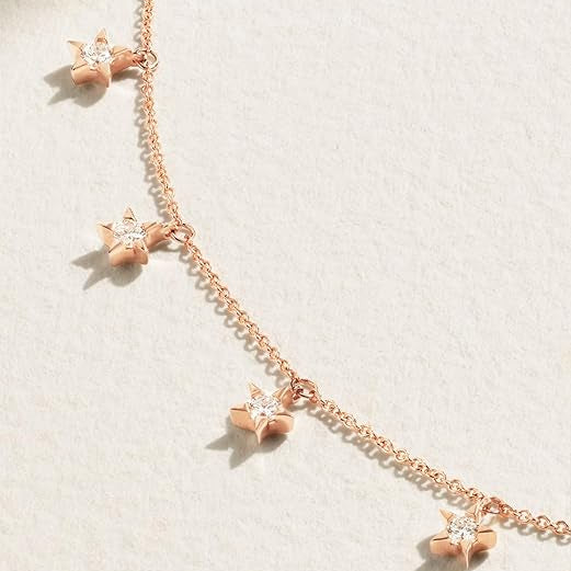 Luxury Dainty Star Rose Silver Gold CZ Anti Tarnish Brass Necklace Bulk
