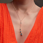 Black Beads Tassel with Star Charm Rose Silver Gold Brass Necklace Bulk