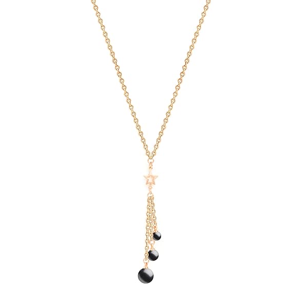 Black Beads Tassel with Star Charm Rose Silver Gold Brass Necklace Bulk