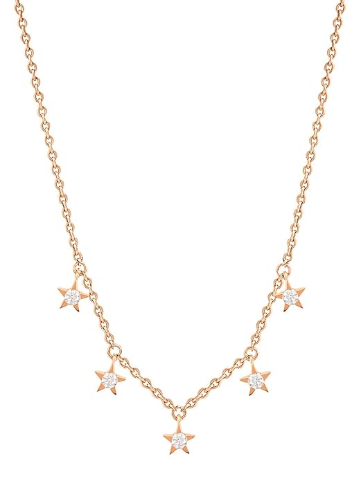 Luxury Dainty Star Rose Silver Gold CZ Anti Tarnish Brass Necklace Bulk