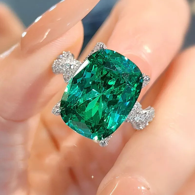 Blue Green Solitaire CZ Silver Anti Tarnish Free Size Ring Bulk