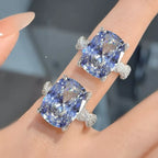 Blue Green Solitaire CZ Silver Anti Tarnish Free Size Ring Bulk