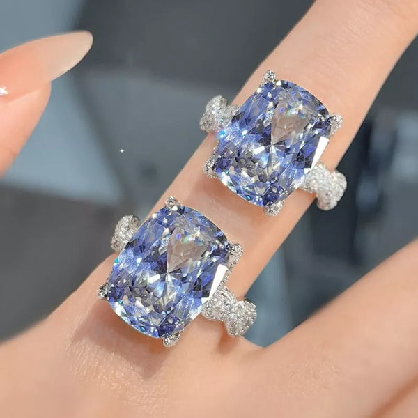 Blue Green Solitaire CZ Silver Anti Tarnish Free Size Ring Bulk Secondary image