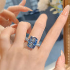 Blue Green Solitaire CZ Silver Anti Tarnish Free Size Ring Bulk