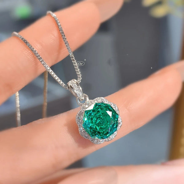 Rose Cut Dream Green Silver Anti Tarnish Pendant Ring Set Bulk Secondary image