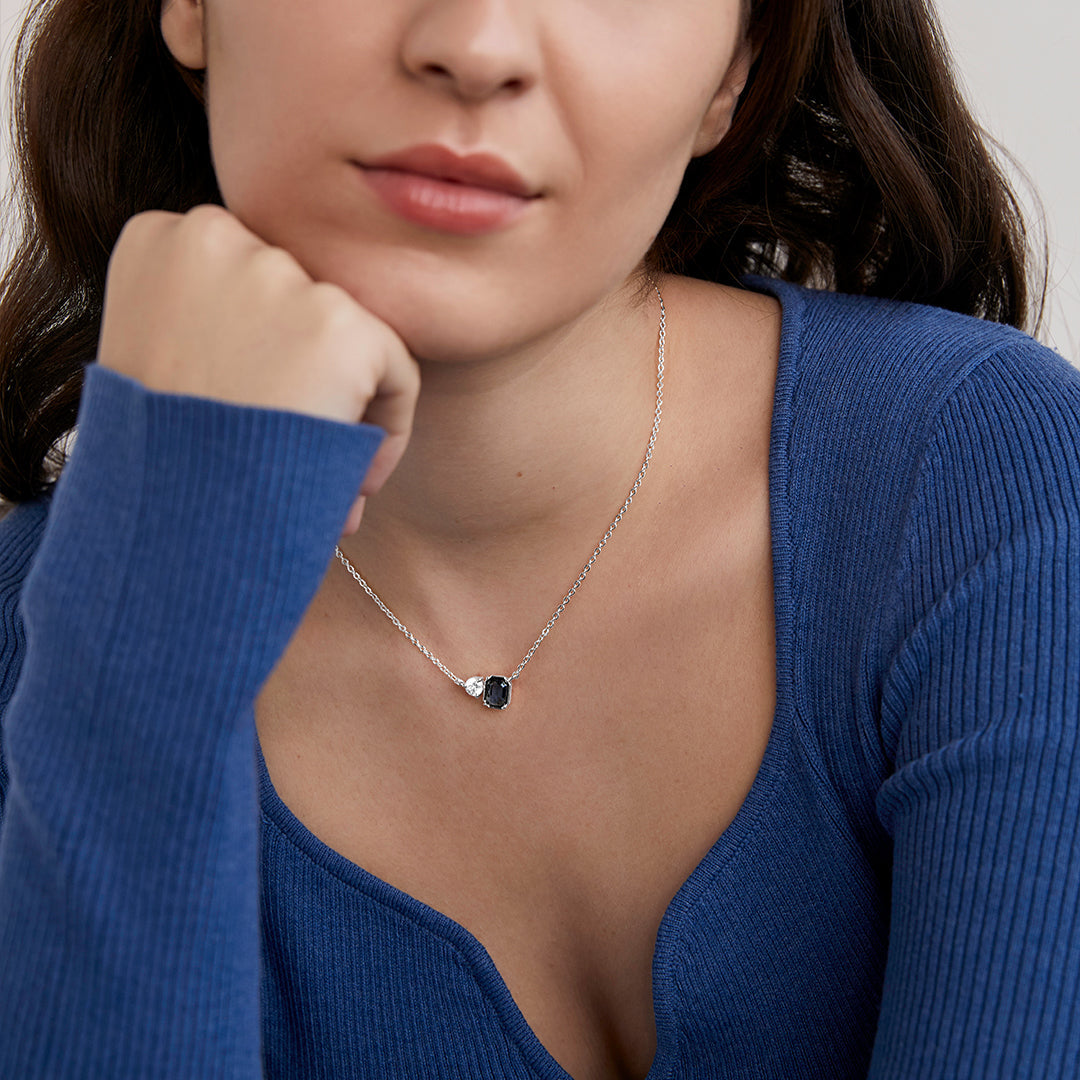 Modern Geometric Rose Silver Gold CZ Anti Tarnish Brass Necklace Bulk Main image