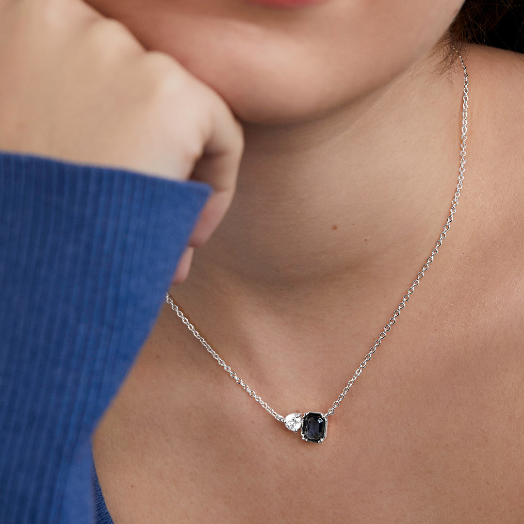 Modern Geometric Rose Silver Gold CZ Anti Tarnish Brass Necklace Bulk Secondary image