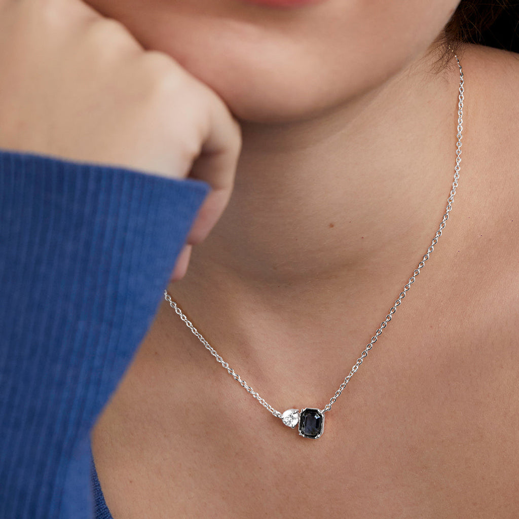 Modern Geometric Rose Silver Gold CZ Anti Tarnish Brass Necklace Bulk