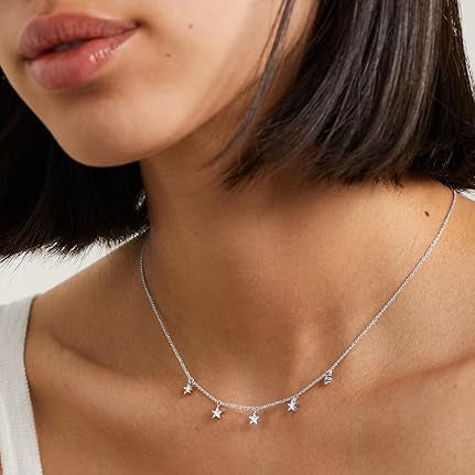 Luxury Dainty Star Rose Silver Gold CZ Anti Tarnish Brass Necklace Bulk