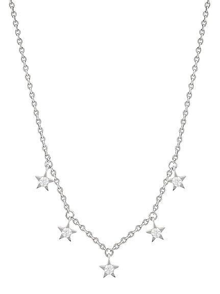 Luxury Dainty Star Rose Silver Gold CZ Anti Tarnish Brass Necklace Bulk