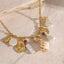 18K Gold White Shell Star Fish Pearl Anti Tarnish Stainless Steel Charm Necklace For Women