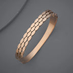 Bulk Layered Leaf Design Rose Gold Plain Stainless Steel Cuff & Kada