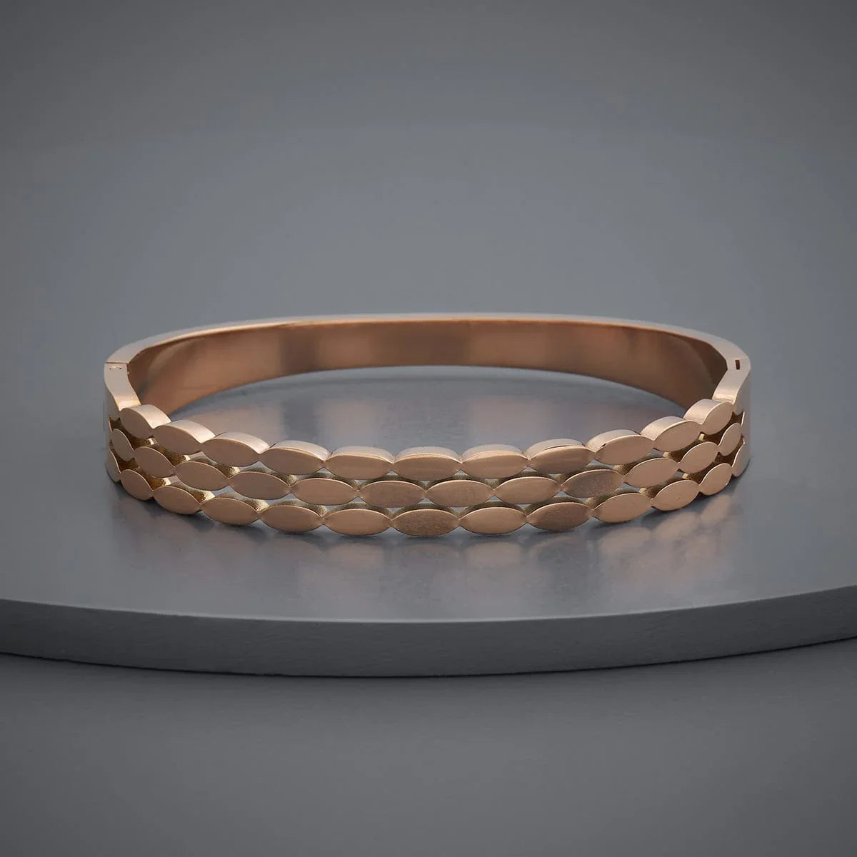 Bulk Layered Leaf Design Rose Gold Plain Stainless Steel Cuff & Kada