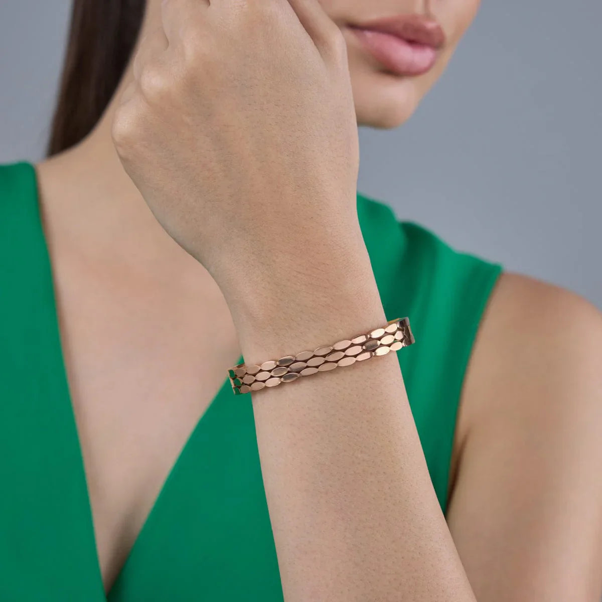 Bulk Layered Leaf Design Rose Gold Plain Stainless Steel Cuff & Kada
