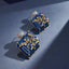 Blue Flower Gold Enamel  Anti Tarnish Copper Stud Earrings Women Bulk