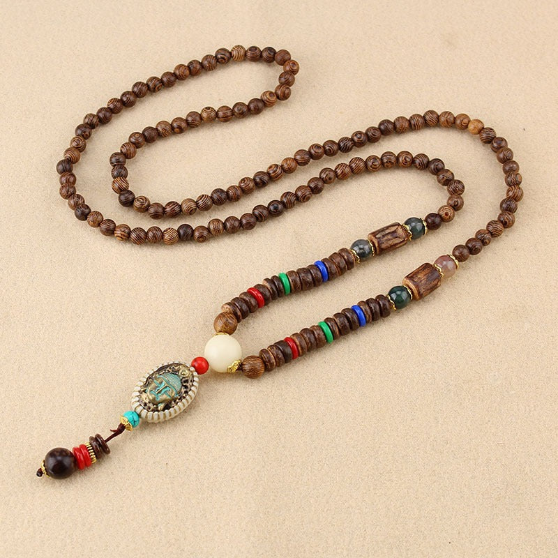 Beads Wooden Brown Resin Long Necklace For Women Bulk Main image