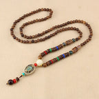 Beads Wooden Brown Resin Long Necklace For Women Bulk