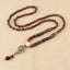 Beads Wooden Brown Resin Long Necklace For Women Bulk