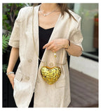Beaten Finish Acrylic Heart Gold Silver Transparent Mini Bag Hand Bag Solder For Womenbang