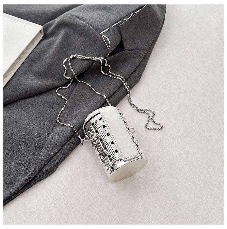 Brown Silver Shoulder Cross body Small Chain Box Bag For Women Bulk