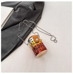 Brown Silver Shoulder Cross body Small Chain Box Bag For Women Bulk