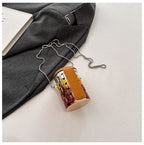 Brown Silver Shoulder Cross body Small Chain Box Bag For Women Bulk