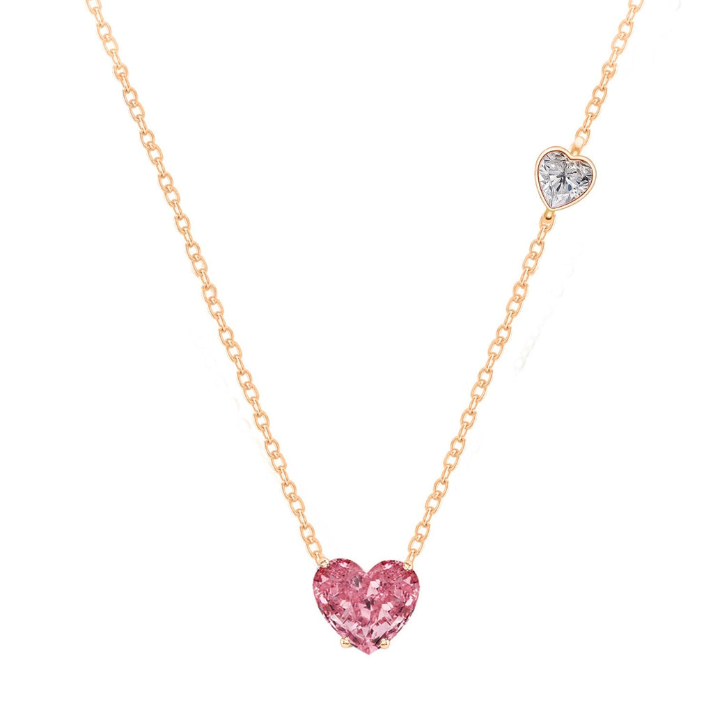Brass 18K Rose Gold Valentines Pink Heart Necklace For Women Bulk