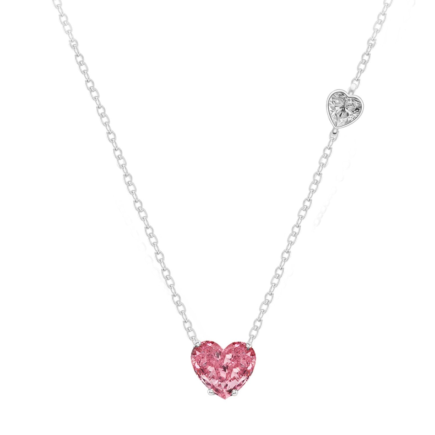 Brass 18K Rose Gold Valentines Pink Heart Necklace For Women Bulk