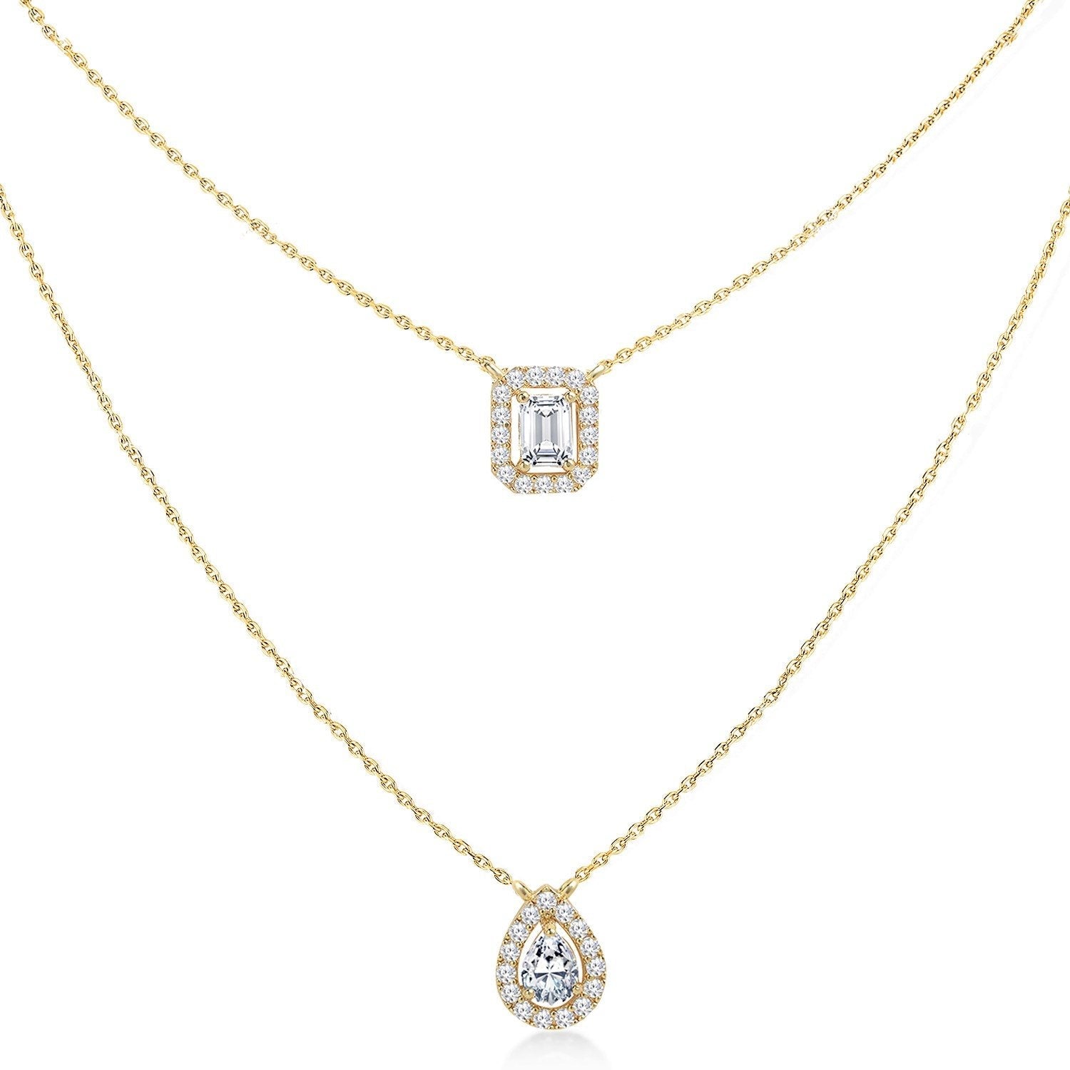 Brass 18K Rose Gold Solitaire Layered Necklace For Women Bulk Main image