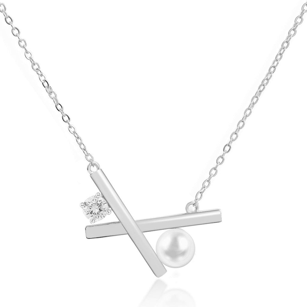 Brass 18K Rose Gold Cross Pearl Necklace For Women Bulk