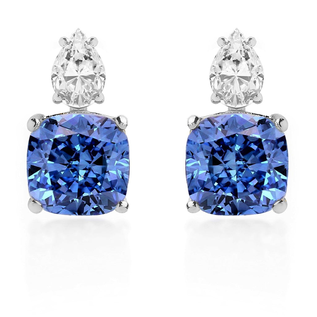 Brass 18K Gold Titanic Blue Crystal Studs Earring Pair For Women Bulk