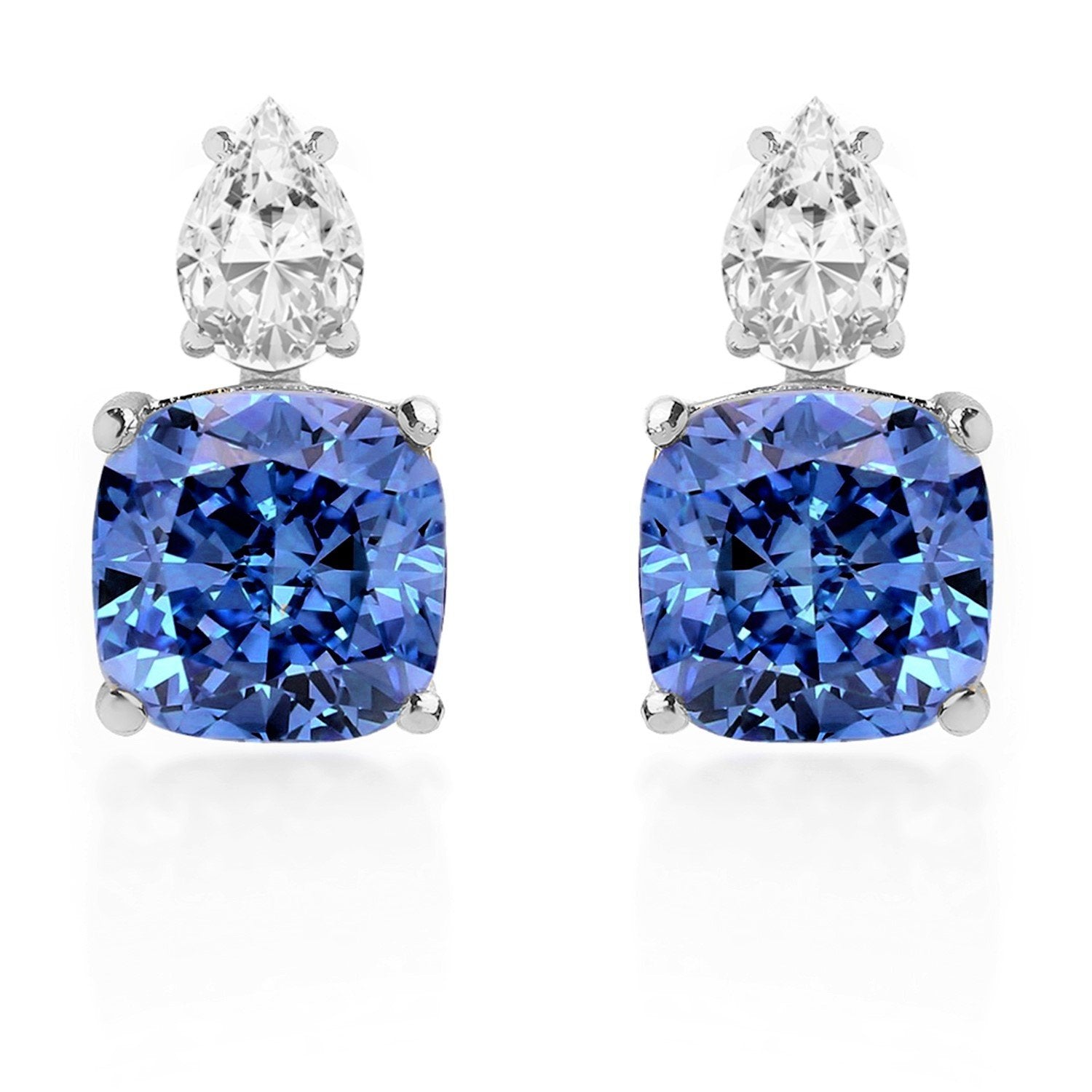 Brass 18K Gold Titanic Blue Crystal Studs Earring Pair For Women Bulk