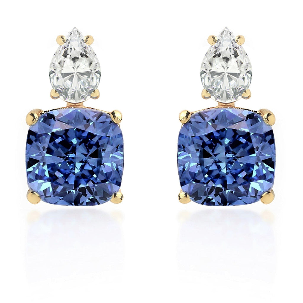 Brass 18K Gold Titanic Blue Crystal Studs Earring Pair For Women Bulk