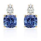 Brass 18K Gold Titanic Blue Crystal Studs Earring Pair For Women Bulk