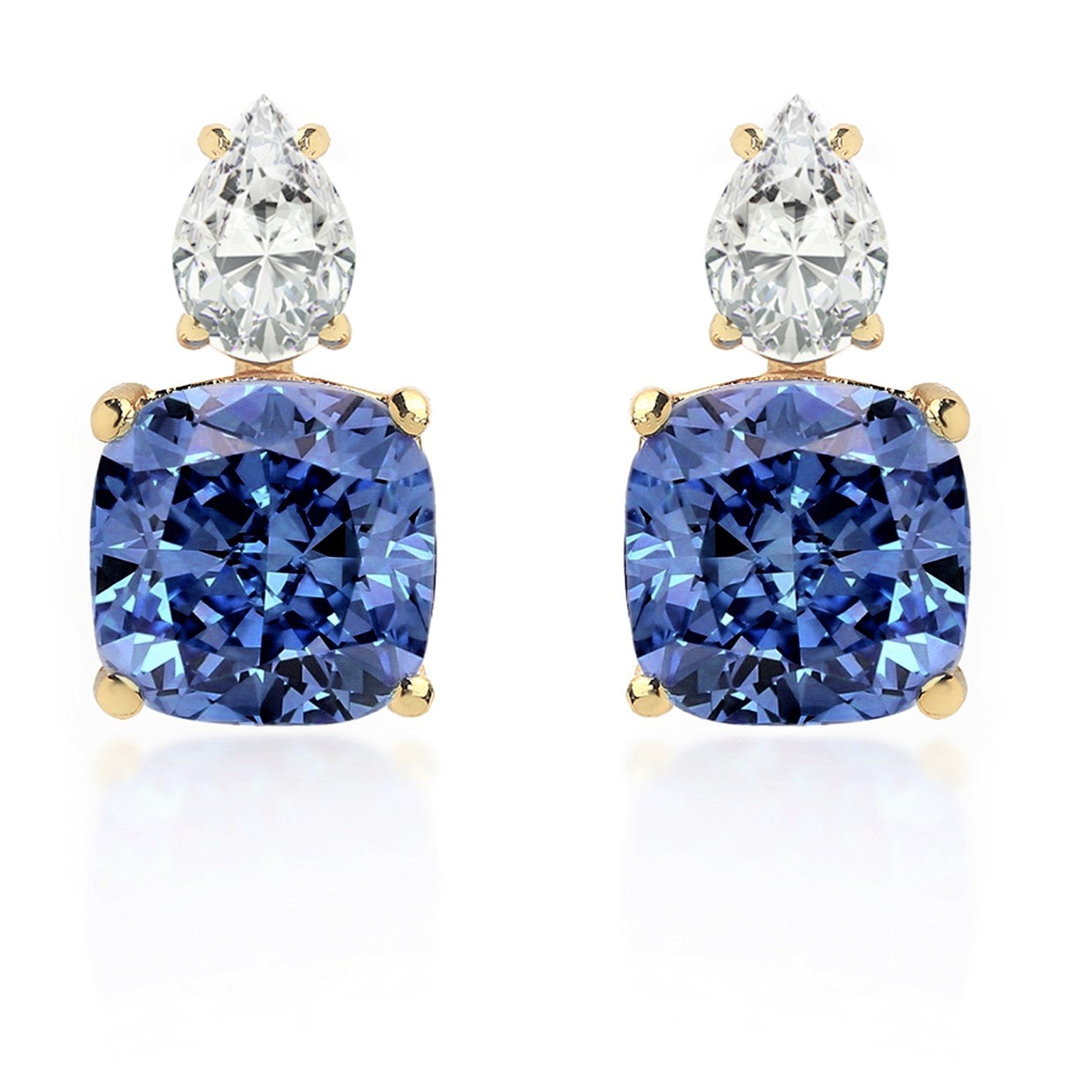 Brass 18K Gold Titanic Blue Crystal Studs Earring Pair For Women Bulk