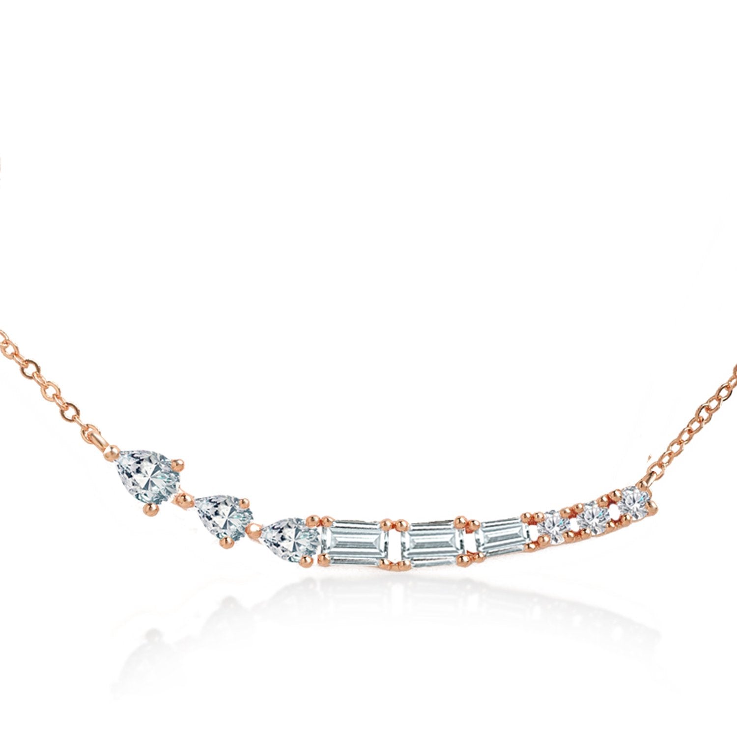 Brass 18K Rose Gold Fluid Crystal Necklace For Women Bulk