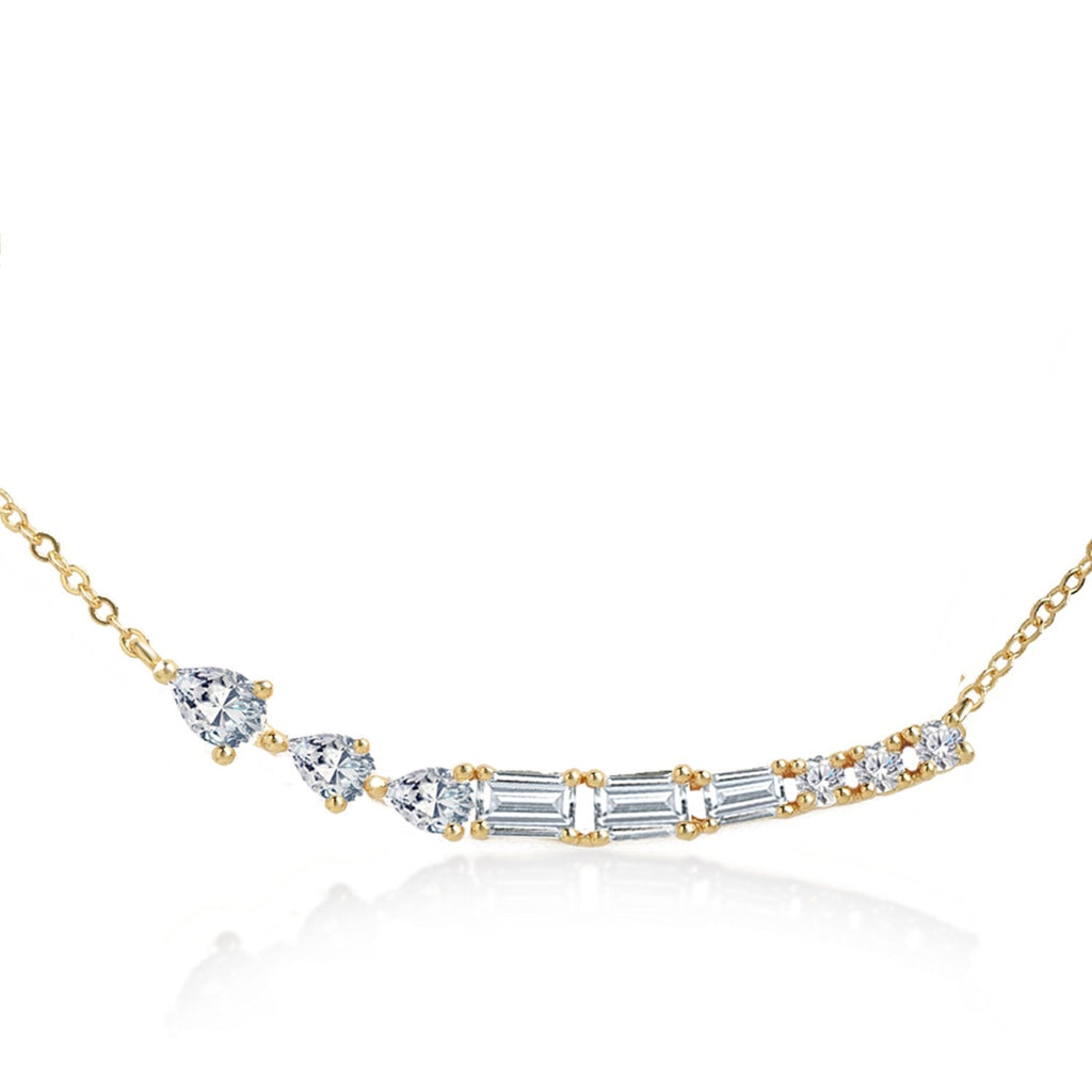 Brass 18K Rose Gold Fluid Crystal Necklace For Women Bulk