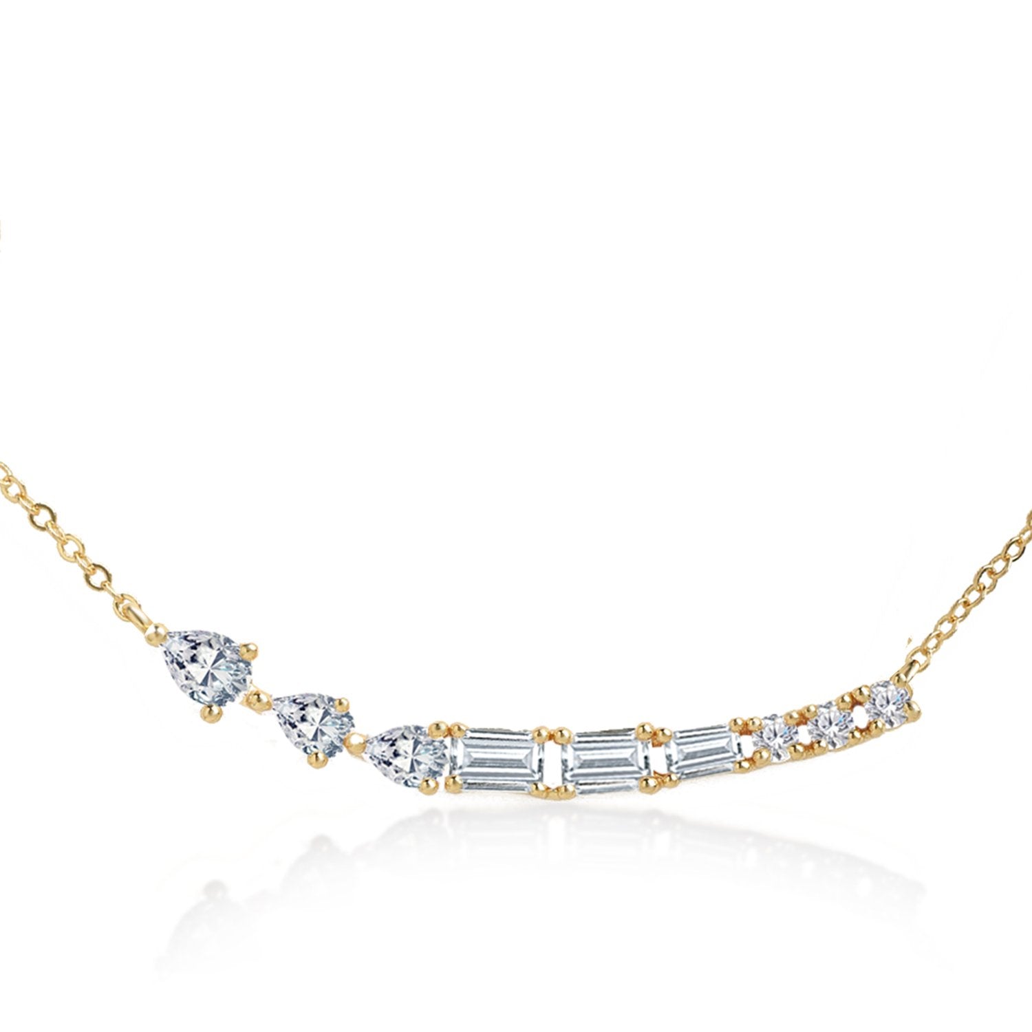 Brass 18K Rose Gold Fluid Crystal Necklace For Women Bulk