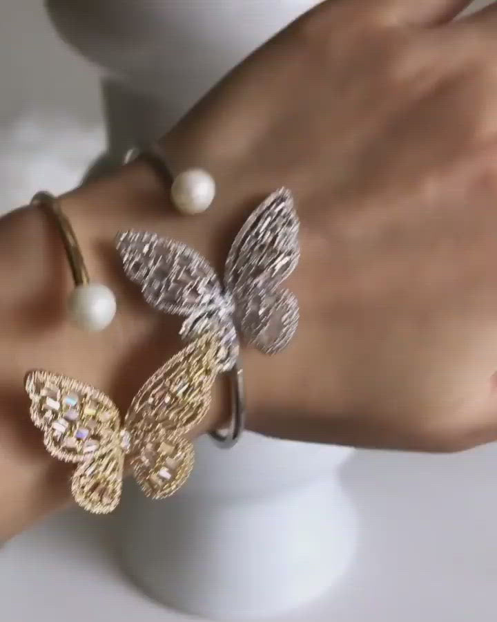 Butterfly Baguette Gold Copper CZ Adjustable Kada Bangle Bulk