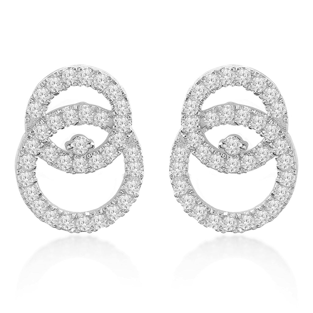 Brass 18K Rose Gold Inter Linking Crystal Studs Earring Pair Bulk